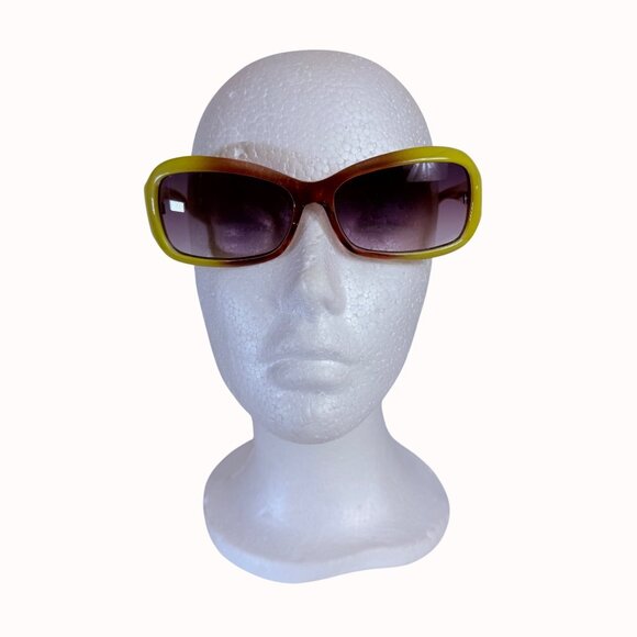 Y2K Oversized Retro Sunglasses Lime Green Brown Gradient Womens 2000s Statement main image 16